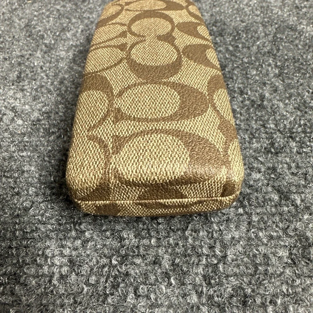 Coach Signature Monogram Eyeglass Case Hard Shell Brown Khaki Sunglasses